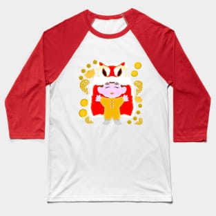 Funny drawn cartoon, boy with Chinese Lion costume for Lunar Celebrations, Roaring Into Prosperity Baseball T-Shirt